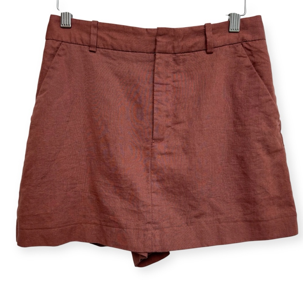 Zara Linen Cotton Blend High Rise Skort Small